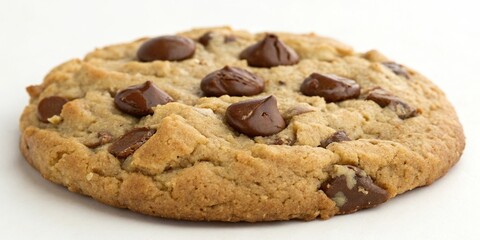 Freshly baked oatmeal cookie with a generous helping of milk chocolate, crunchy edges, sweet treat, freshly baked oatmeal cookie