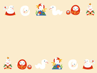 Fototapeta premium 2025年正月素材 巳年のフレーム枠