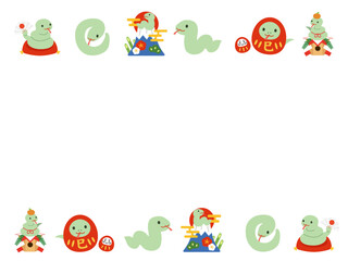 2025年正月素材　巳年のフレーム枠