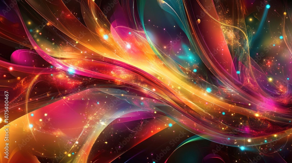Poster vibrant abstract background featuring a multicolored design with sparkling elements