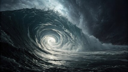 Dark mysterious background with swirling vortex of grays and blacks, cosmos, texture