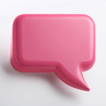 3D pink notification message pop-up on white background. Speech cloud. Modern design.