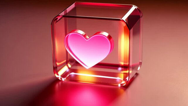 A pink and red 3D dialogue box with a love heart in it.