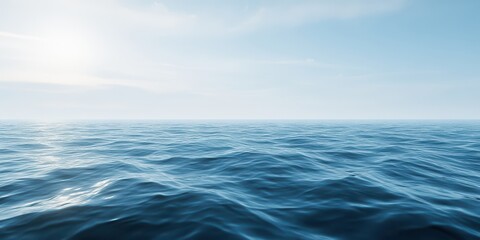 Obraz premium Hazy ocean horizon merging with sky, symbolizing serenity and escape from modern life.