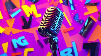 The style of a comic microphone, a retro-style microphone, 