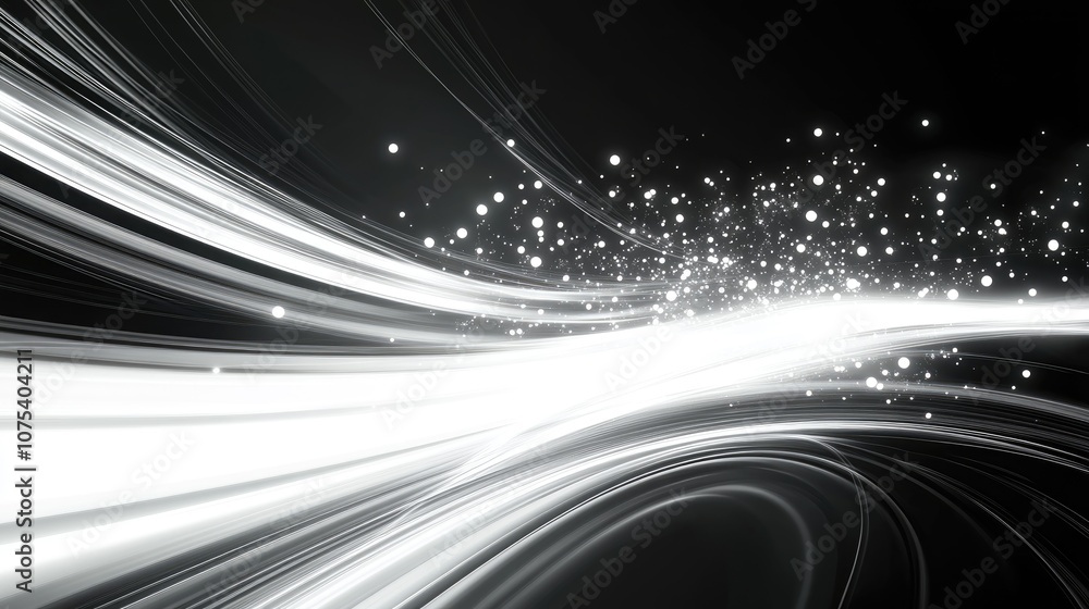 Aufkleber line art illustration of dynamic digital light streaks abstract motion background featuring computer