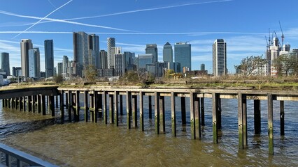 Canary Wharf London City View From Thames River