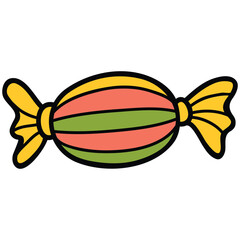 Candy clip art design on plain white transparent isolated background for card, shirt, hoodie, sweatshirt, apparel, card, tag, mug, icon, poster or badge