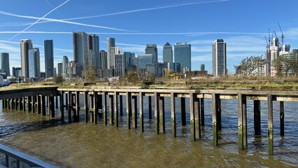 Canary Wharf London City View From Thames River