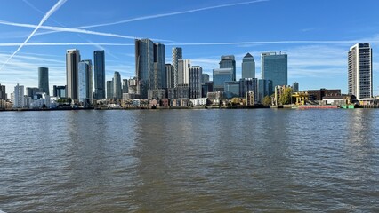 Canary Wharf London City View From Thames River