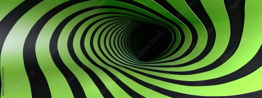 Aufkleber illusive depth in black and green, intricate overlapping shapes evoke a mesmerizing sense of dimensi