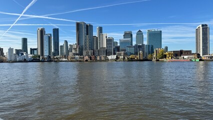 Canary Wharf London City View From Thames River