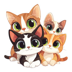 group of cute cats with big eyes