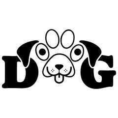 Dog paw print clip art design on plain white transparent isolated background for card, shirt, hoodie, sweatshirt, apparel, card, tag, mug, icon, poster or badge