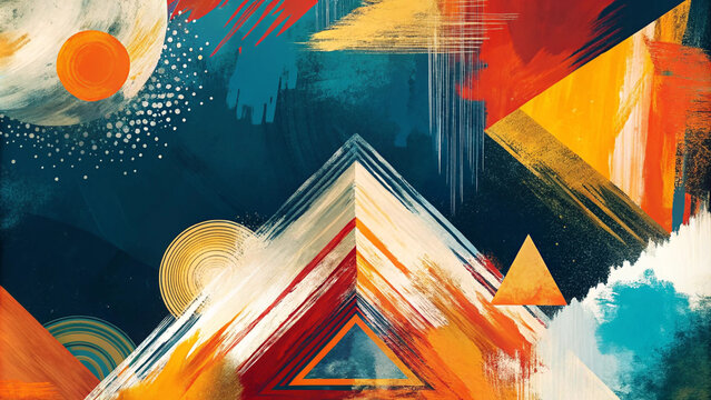 Abstract Painting Texture Background in Sunset Glow Palette
