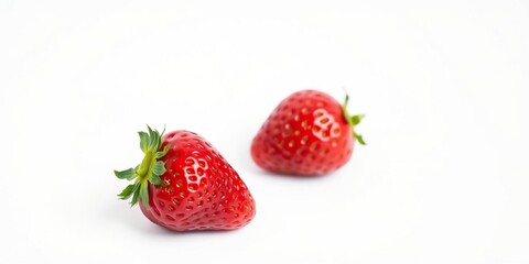 Freshly picked strawberry isolated on a clean white surface, showcasing its vibrant red color and glossy texture., ingredient, fresh produce, juicy fruit