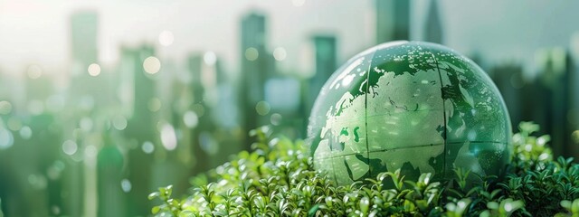 Eco-Cities Globe, a vibrant representation of sustainable urban living, showcasing green cities worldwide and their commitment to environmental harmony.