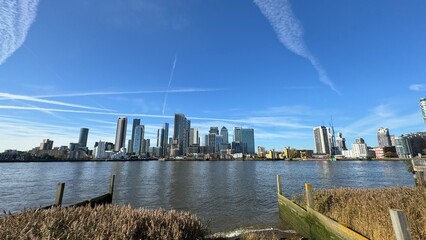 Canary Wharf London City View From Thames River