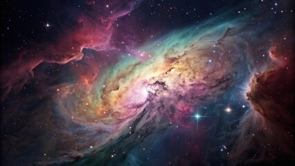 Obraz premium Colorful nebula with swirling gas and dust, vibrant sky, nebula, nebular landscape, ionized gas