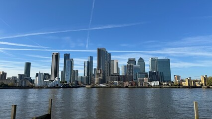 Canary Wharf London City View From Thames River