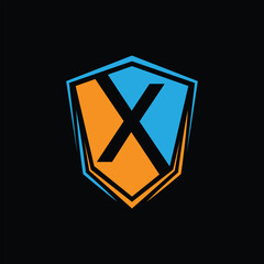 letter X shield logo design vector