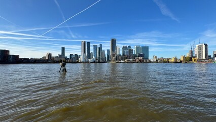 Canary Wharf London City View From Thames River