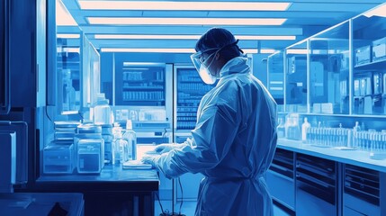 A Scientist in a Laboratory Setting, Wearing Protective Gear and Performing Research