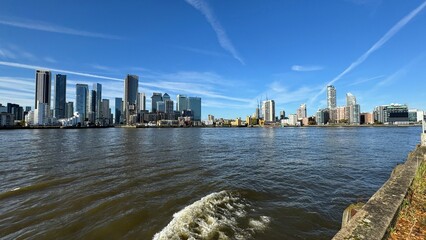 Canary Wharf London City View From Thames River