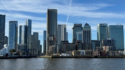 Canary Wharf London City View From Thames River