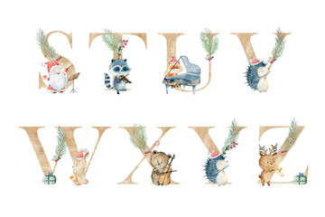 Watercolor christmas letters.