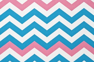 A stylized geometric pattern of blue and pink chevrons arranged in a diagonal composition, shape repetition, layered composition, kaleidoscope design