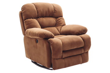 brown single sofa chair isolated on a transparent background