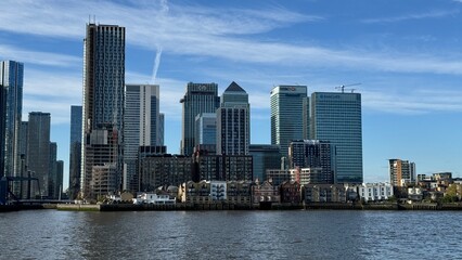 Canary Wharf London City View From Thames River