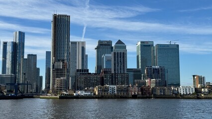 Canary Wharf London City View From Thames River