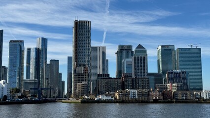 Canary Wharf London City View From Thames River