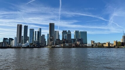 Canary Wharf London City View From Thames River