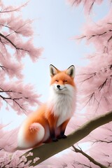 Obraz premium ia generated. red fox on a tree. red fox in the snow. red fox vulpes