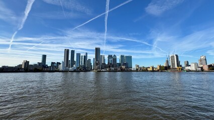 Canary Wharf London City View From Thames River