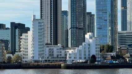 Canary Wharf London City View From Thames River