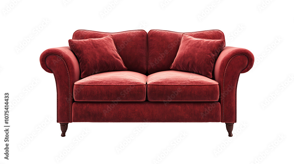 Poster red sofa isolated on a transparent background