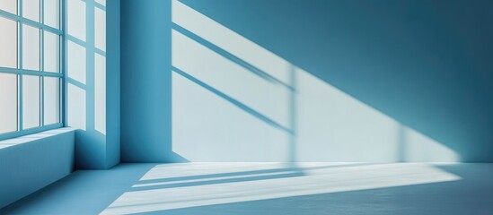 Obraz premium Bright light blue room featuring a large window ideal for interior design inspiration