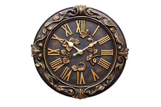 antique clock isolated on transparent background