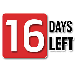 left days notice graphic resource, 16 days only, countdown, notice, left days note, remaining days