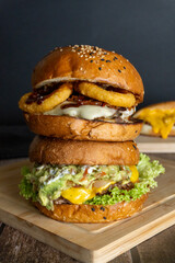 two hamburger on a plate