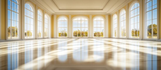 Bright interior view showcasing a long elegant window with soft natural light filtering through emphasizing modern architectural design