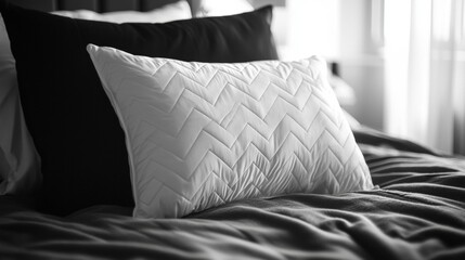 A white pillow with a black pillow on top of it