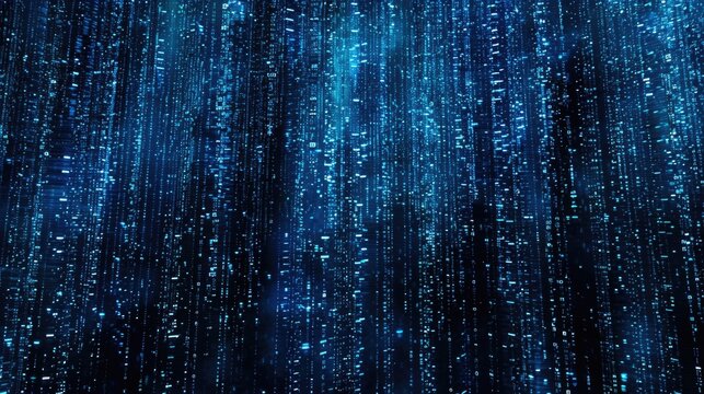 Matrix Digital. Abstract Background with Falling Binary Chain and Blue Digital Lines