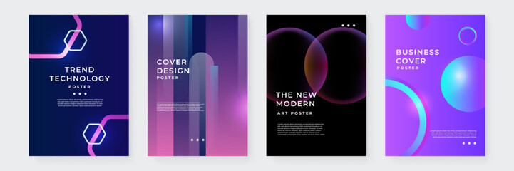 Modern Abstract Poster Set With Vibrant Gradient Designs