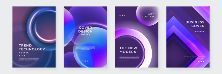 Set of Modern Abstract Geometric Poster Designs. Perfect for Modern Design Projects, Digital Art, and Creative Inspiration. Each Piece Exudes a Unique, Futuristic Aesthetic