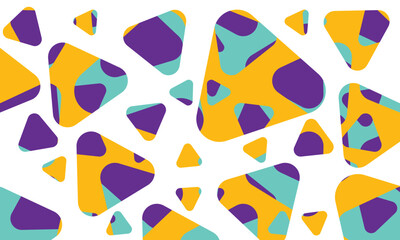 Seamless vector pattern, with colorful rounded triangles on abstract background.